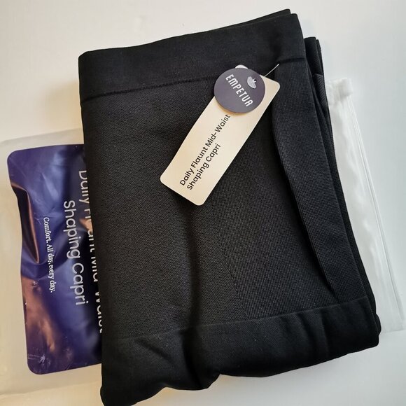 Empetua Daily Flaunt Mid Waist Shaping Capri Size XL Black NEW With Tags NWT - Picture 5 of 6